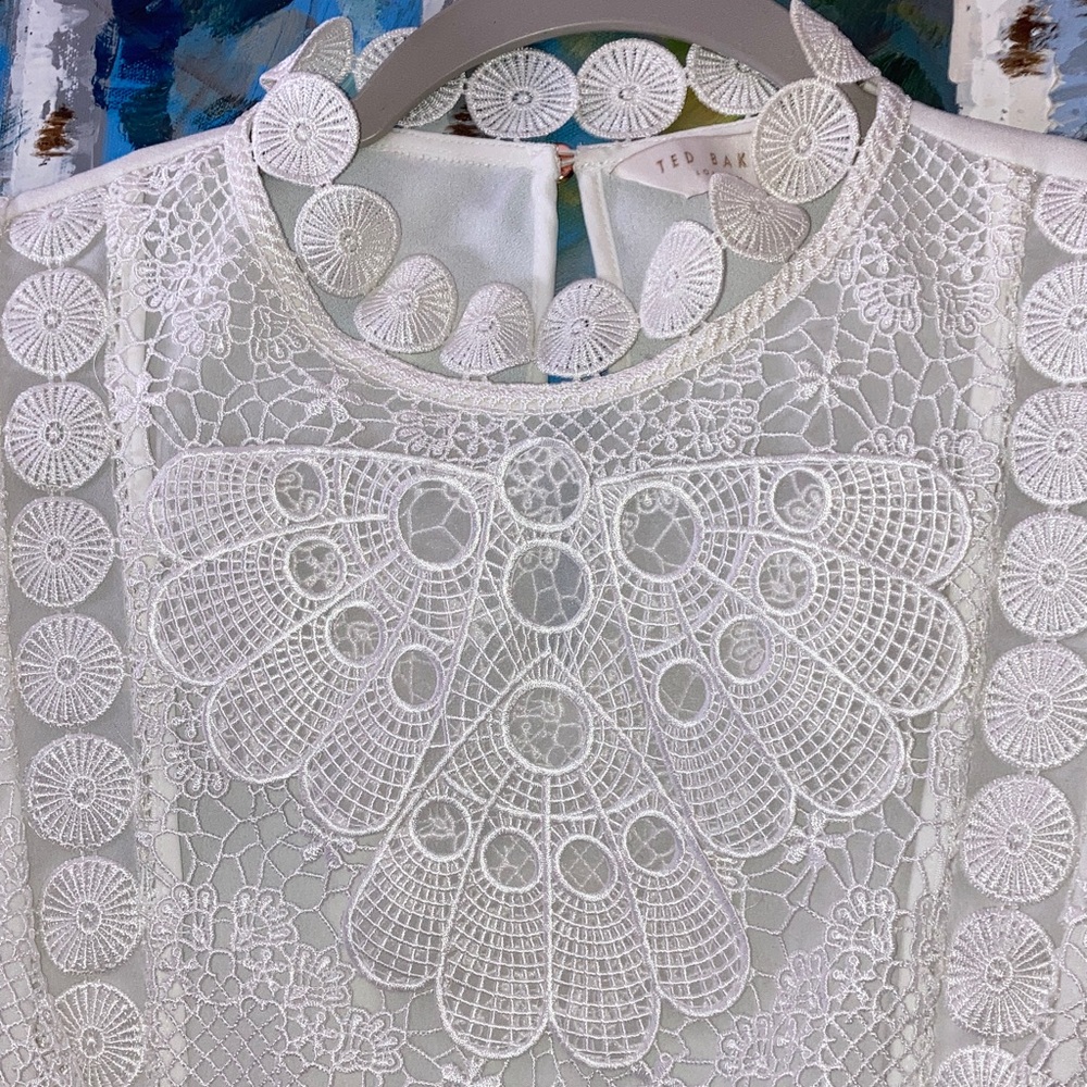 Ted Baker High Neck Lace Front Blouse P2P 19.5 in.
